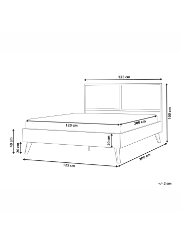 Beliani Doppelbett MONPAZIER in Braun - (W) 125 x (H) 99 x (L) 208 cm