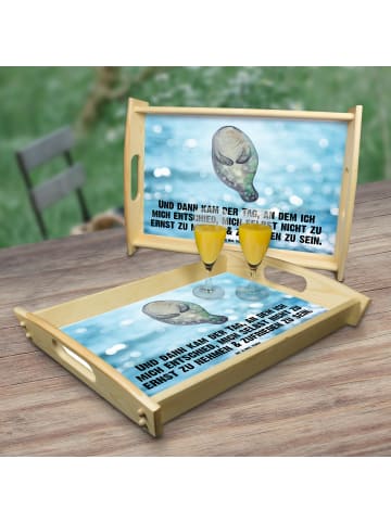 Mr. & Mrs. Panda Tablett Holz Seekuh Happy mit Spruch in OZeichenanblue