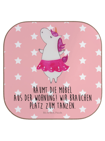 Mr. & Mrs. Panda Untersetzer Einhorn Ballerina mit Spruch in Rot Pastell