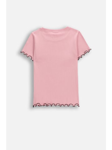 Coccodrillo Geripptes T-Shirt mit kurzen Ärmeln in gedämpftes Rosa