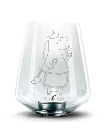 Mr. & Mrs. Panda Gravur Teelicht Einhorn Küche ohne Spruch in Transparent