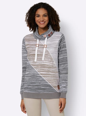 WITT WEIDEN Sweatshirt in grau-ecru-bedruckt