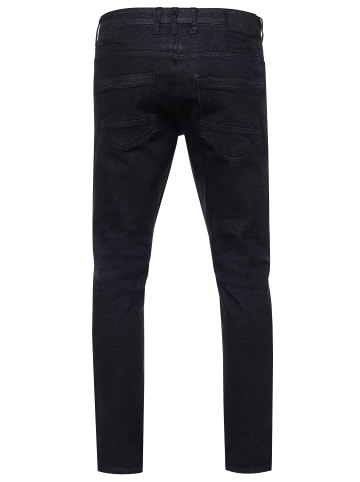 Rusty Neal Black Denim Jeans Hose "MELVIN" Slim Fit Cotton-Stretch in Black Denim