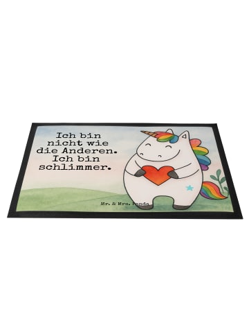 Mr. & Mrs. Panda Schmutzfangmatte Einhorn Herz Design mit Spruch in Weiß