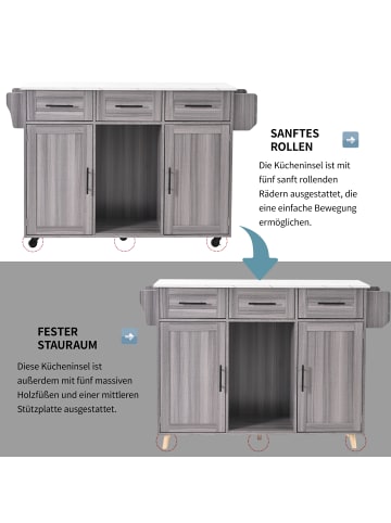 ABRIHOME Küchenwagen mit Rollen in Grau