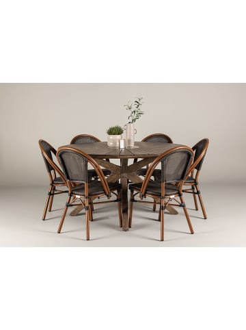 ebuy24 1 x Tisch 6 x Stühle Braun 140 x 140 cm