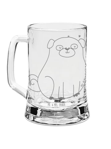 Mr. & Mrs. Panda Gravur Bierkrug Mops ohne Spruch in Transparent