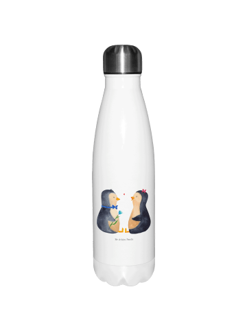 Mr. & Mrs. Panda Thermosflasche Pinguin Pärchen ohne Spruch in Weiß