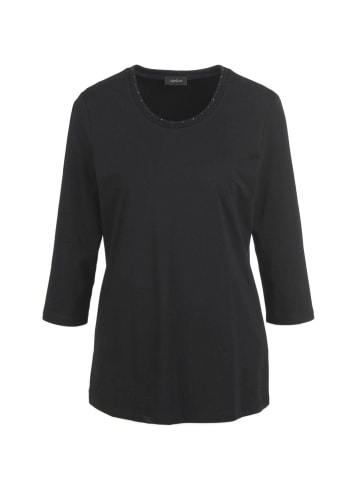 GOLDNER Baumwollshirt mit Schmucksteinen in schwarz