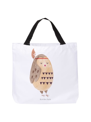 Mr. & Mrs. Panda Tote Bag Eule Federschmuck ohne Spruch in Weiß
