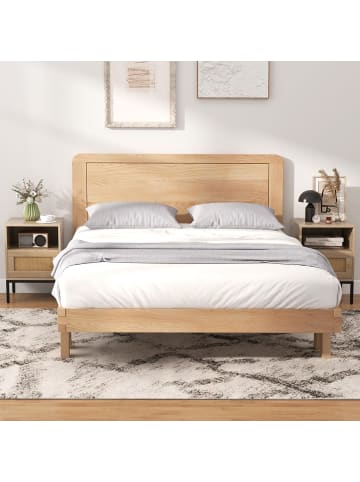 COSTWAY Nachttisch Rattan 40 x 40 x 57 cm in Hellbraun