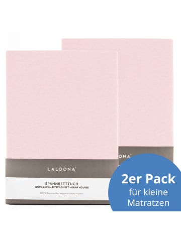 LaLoona Spannbetttuch 2er Pack für kleine Matratzen 40 x 90 in rosa