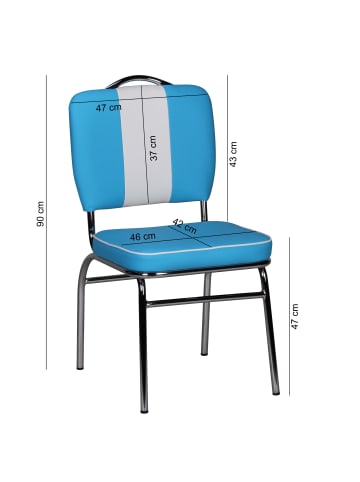 FineBuy Esszimmerstuhl in Blau / Kunstleder / 47x45x90