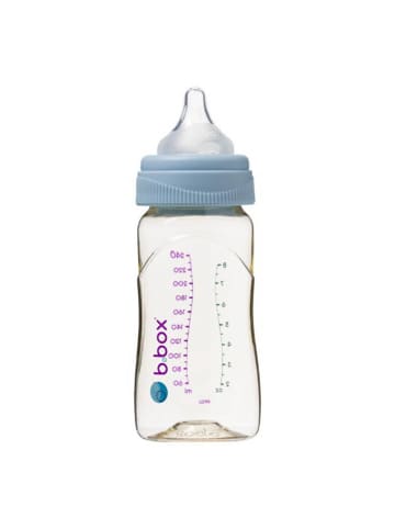 B. Box Babyflasche aus PPSU 240 ml mit Anti-Kolik Sauger aus Silikon ab Geburt in Blau