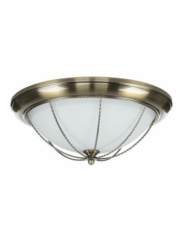 Licht-Erlebnisse Deckenlampe Ø 38 x (H)11 cm in Messing Antik Weiß