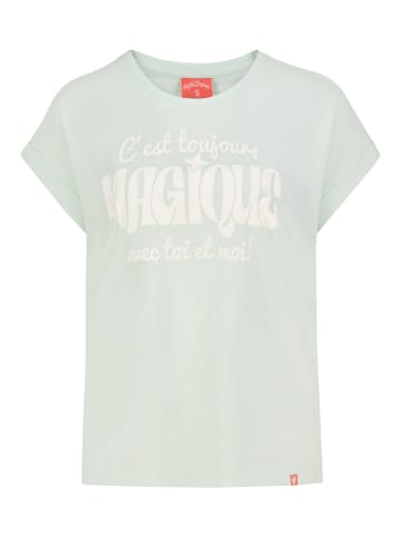 Eight2Nine Rundhals T-Shirt Kurzarm Spruchprint Regular Fit in Grün-2