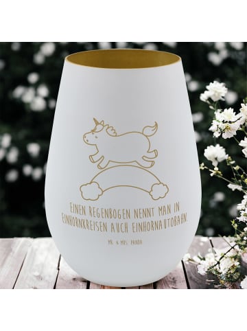 Mr. & Mrs. Panda Kerzenständer Einhorn Regenbogen mit Spruch in Weiß