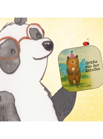 Mr. & Mrs. Panda Glas-Untersetzer Bär Zahnfee Design mit Spruch in Weiß