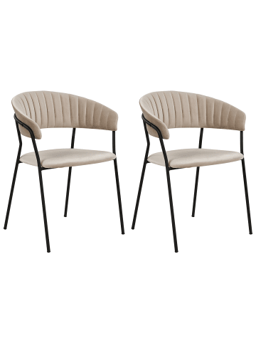 Beliani 2er-Set Esszimmerstuhl MARIPOSA in Beige/Schwarz