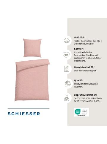 Schiesser Seersucker-Bettwäsche-Set Laura in Hellrosa