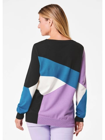 GOLDNER Kurzgröße:  Strickpullover in schwarz / gemustert