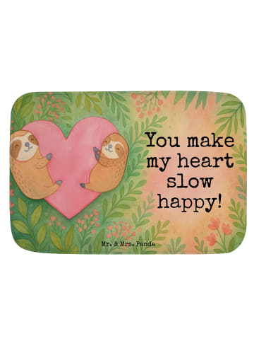 Mr. & Mrs. Panda Badematte Faultiere Herz Design mit Spruch in Weiß
