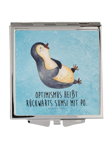 Mr. & Mrs. Panda Frauen Spiegel Pinguin Lachen mit Spruch in Eisblau