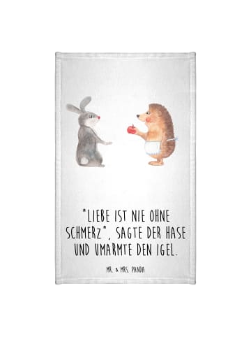 Mr. & Mrs. Panda Gästehandtuch Hase Igel mit Spruch in Weiß