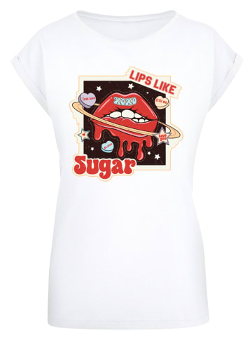 F4NT4STIC T-Shirt Lips like sugar retro Valentinstag in weiß