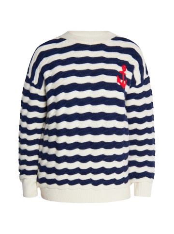 DreiMaster Damen Strickpullover in Wollweiss Marine