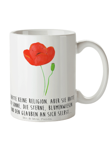Mr. & Mrs. Panda Tasse Blume Mohnblume mit Spruch in Weiß