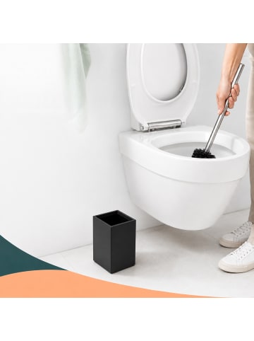 relaxdays WC Bürste in Schwarz/ Silber - (B)9,5 x (H)37 x (T)9,5 cm