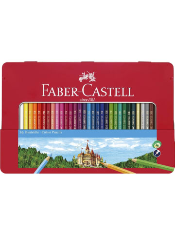 Faber-Castell Buntstift hexagonal sortiert Packung mit 36 Stück Metalletui