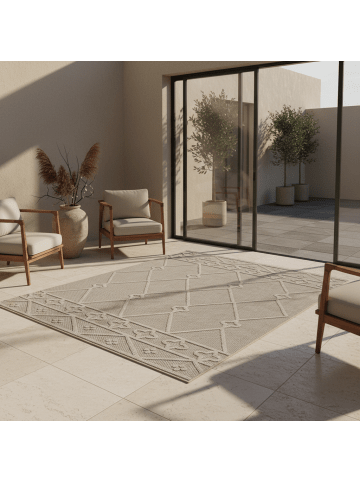 KADIMA DESIGN Teppich Outdoor Waschbar Berber CORTINA Strapazierfähig OEKO-TEX in Beige