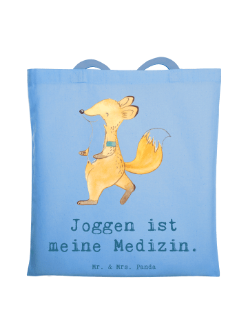 Mr. & Mrs. Panda Henkeltasche Fuchs Joggen mit Spruch in Sky Blue