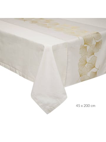 Atmosphera Créateur d'intérieur Tischläufer mit goldenem Muster in Weiß, 45 x 200 cm