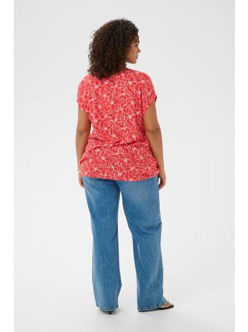 KAFFE curve Bluse kurzarm KCvilana Loose fit in Poppy Red Chalk Flower