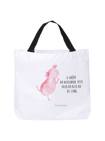 Mr. & Mrs. Panda Strandtasche Axolotl Tanzen mit Spruch in Weiß