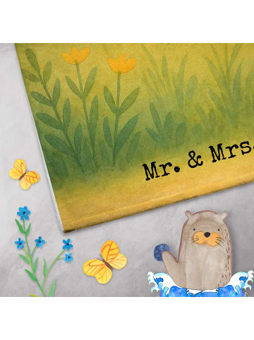 Mr. & Mrs. Panda Gästehandtuch Hund Marienkäfer Design mit Spruch in Weiß