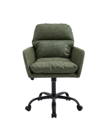 ABRIHOME Bürodrehstuhl in Grün Kunstleder PU höhenverstellbar für Büro Schlafzimmer