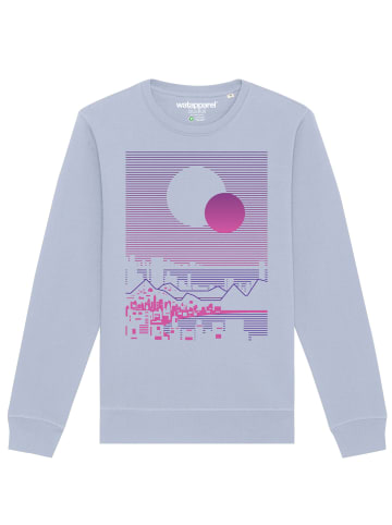 wat? Apparel Sweatshirt Sun and Moon Skyline in Serene Blue