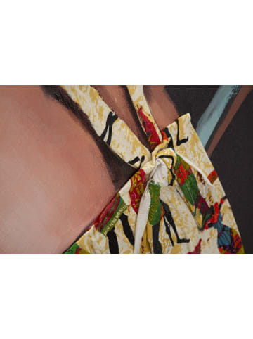 Mauro Ferretti Mehrfarbiges Leinwandgemälde einer Frau mit Applikationen, 90 x 3 x 120 cm
