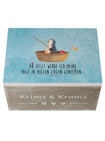 Mr. & Mrs. Panda Kiste Pinguin Angelboot mit Spruch in Eisblau