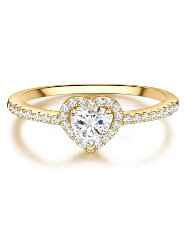 Trilani Ring Herz aus Sterling Silber mit Zirkonia in gelbgold