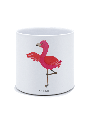 Mr. & Mrs. Panda XL Blumentopf Flamingo Yoga ohne Spruch in Weiß