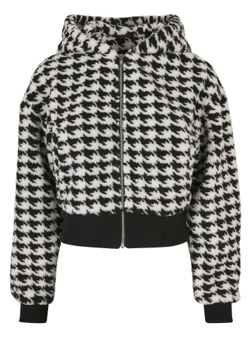 Urban Classics Urban Classics Damen Ladies Short Oversized AOP Sherpa Jacket in blackhoundstooth