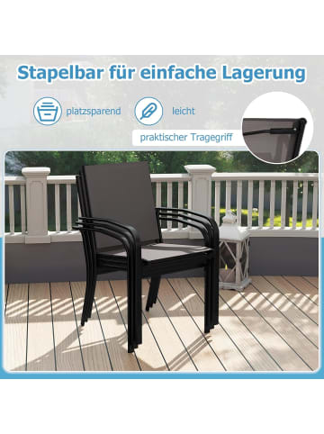 COSTWAY 4er Set Gartenstühle stapelbar in Grau