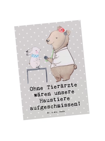 Mr. & Mrs. Panda Postkarte Tierarzt Helden mit Spruch in Grau Pastell