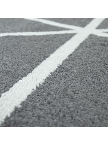 KADIMA DESIGN Teppich Kurzflor Geometrische Motive Wohnzimmer schmutzabweisend in Anthrazit