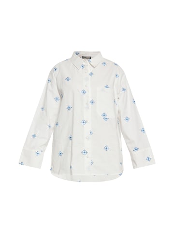 DreiMaster Damen Bluse in Wollweiss Blau